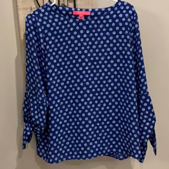 Lilly Pulitzer Royal Purple polka dots casual top pre owned size small - Picture 2 of 8